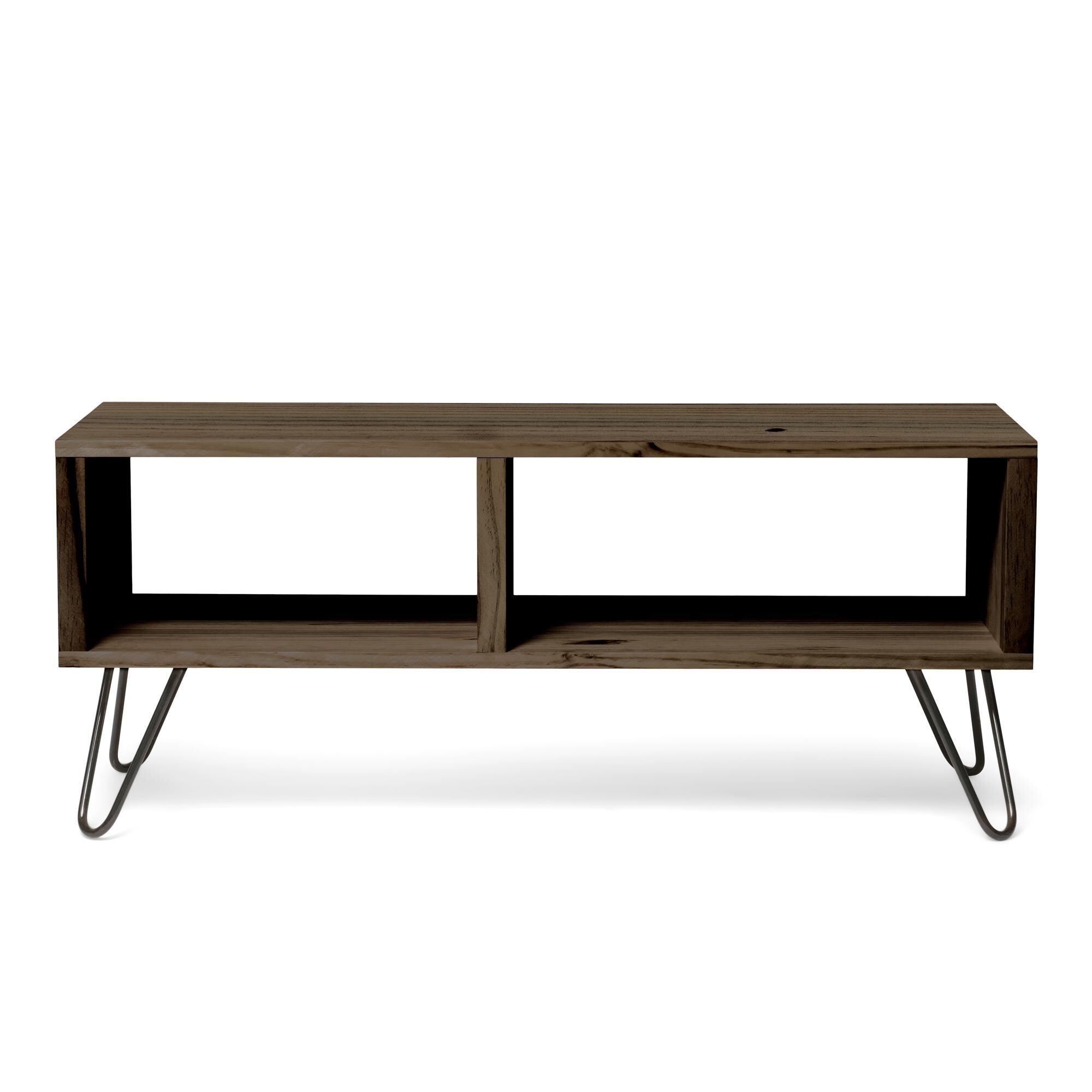 HIRA Mueble para TV de madera maciza. Acabado "R A W  G R A Y".