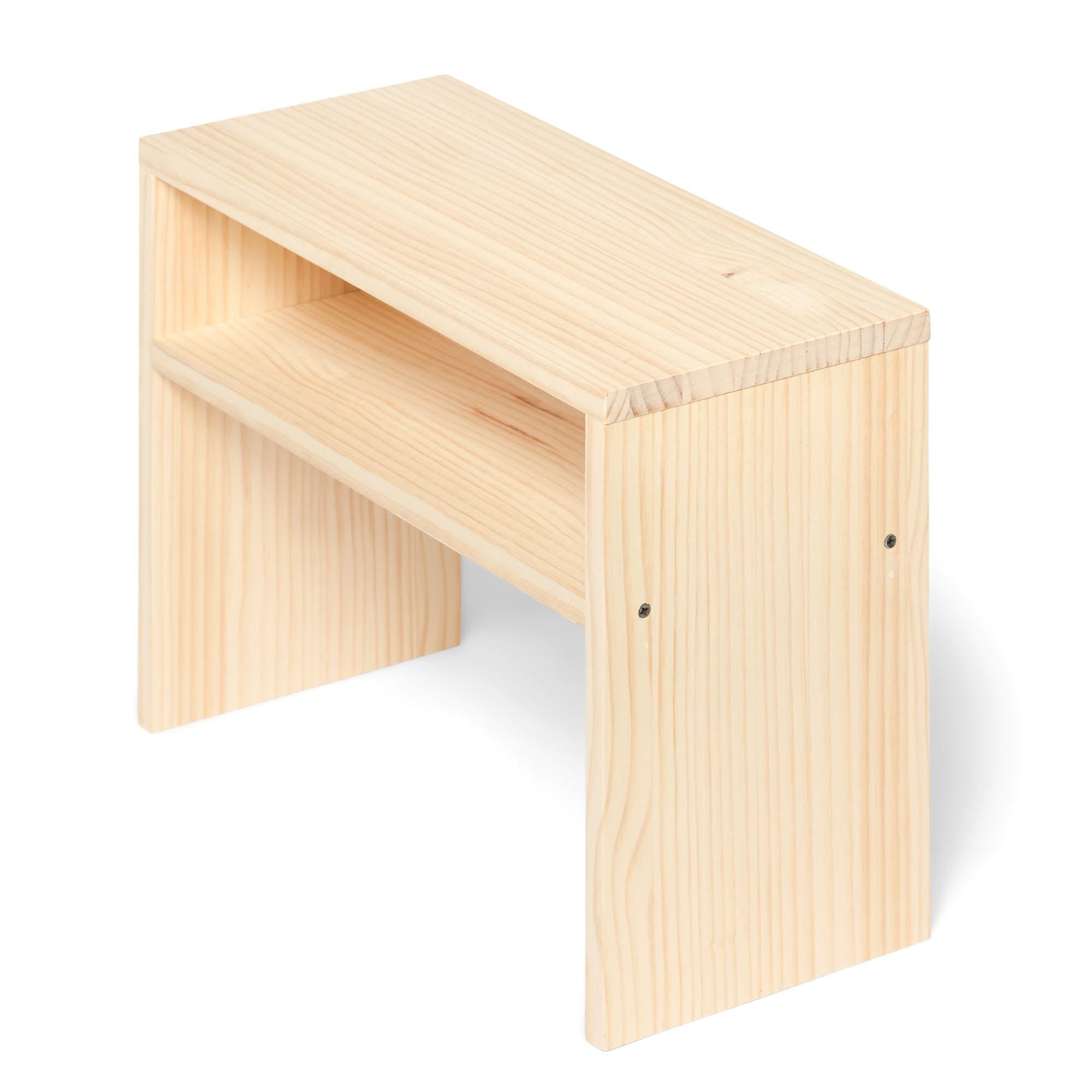 HOO Mesita de noche de madera maciza. Acabado "N A T U R A L".