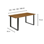 GASSAN Mesa de comedor canto vivo de madera maciza. Acabado 