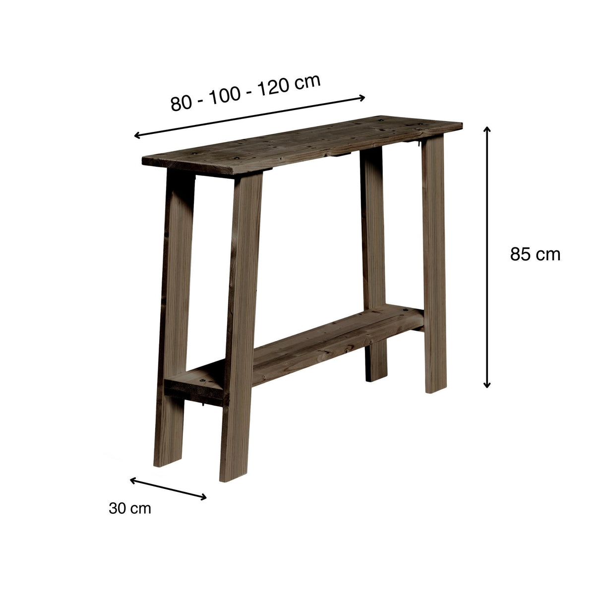 NASU Console - Hallway table in solid wood. "RAWGRAY" finish.