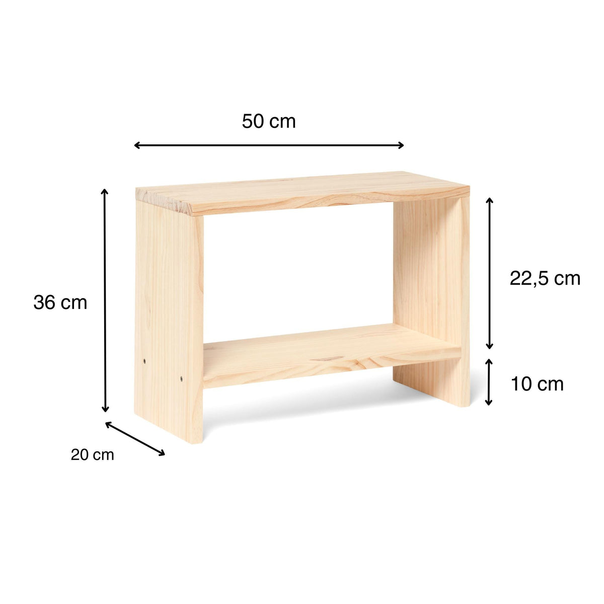 AKAISHI Solid wood bedside table. "NATURAL" finish.