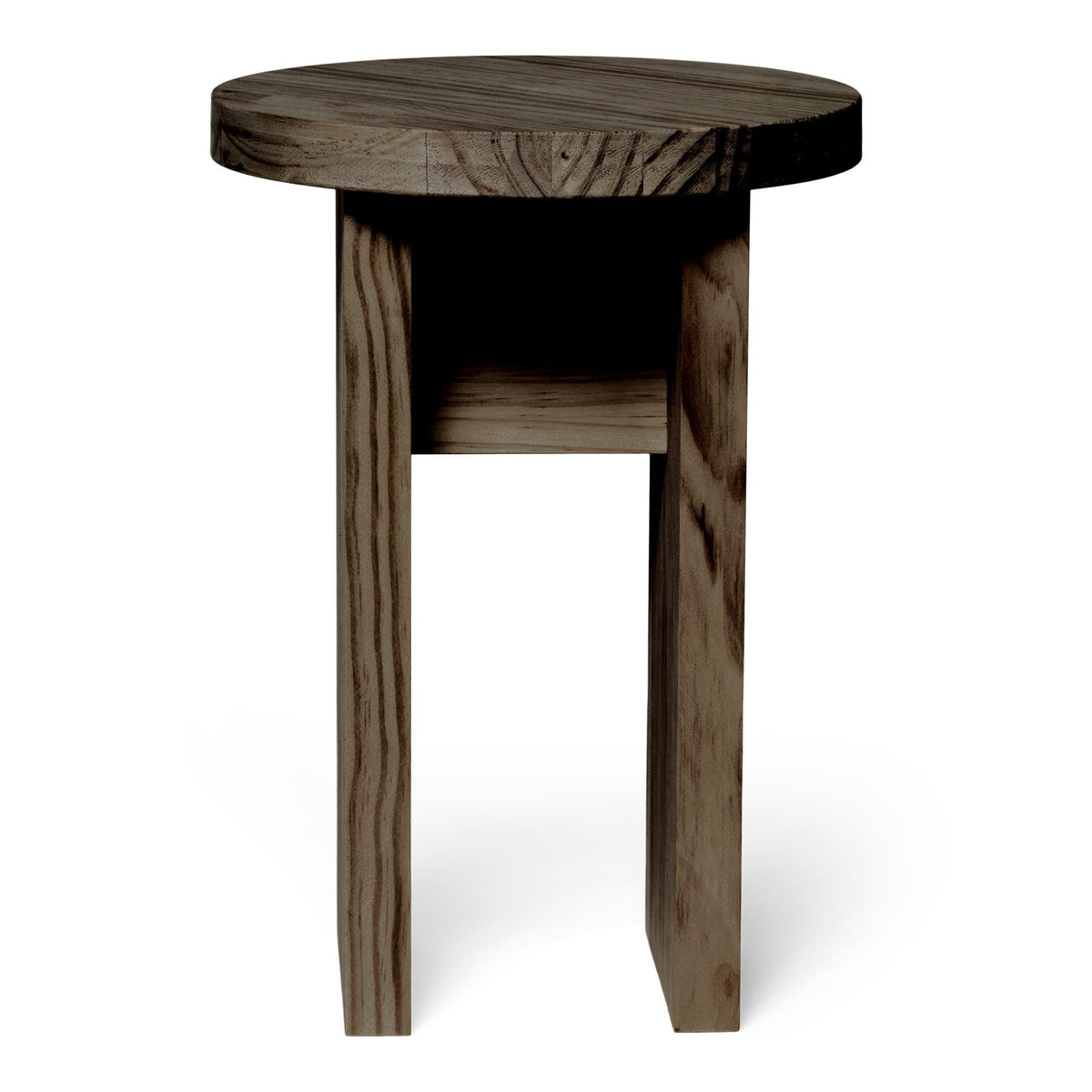 NORIKURA Stool - Solid wood bedside table. "RAWGRAY" finish.