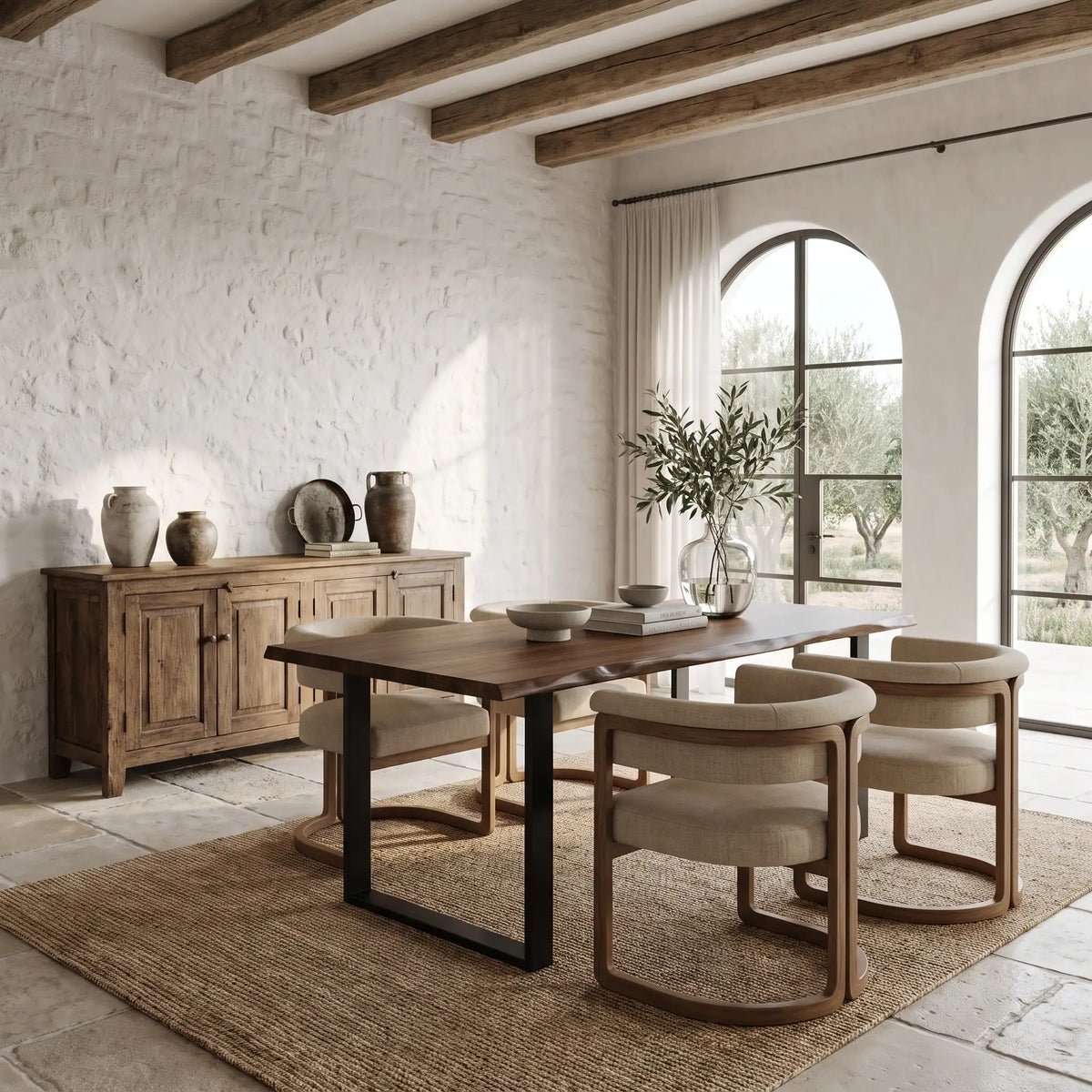 GASSAN Solid wood dining table with sharp edges. "DARK" finish.