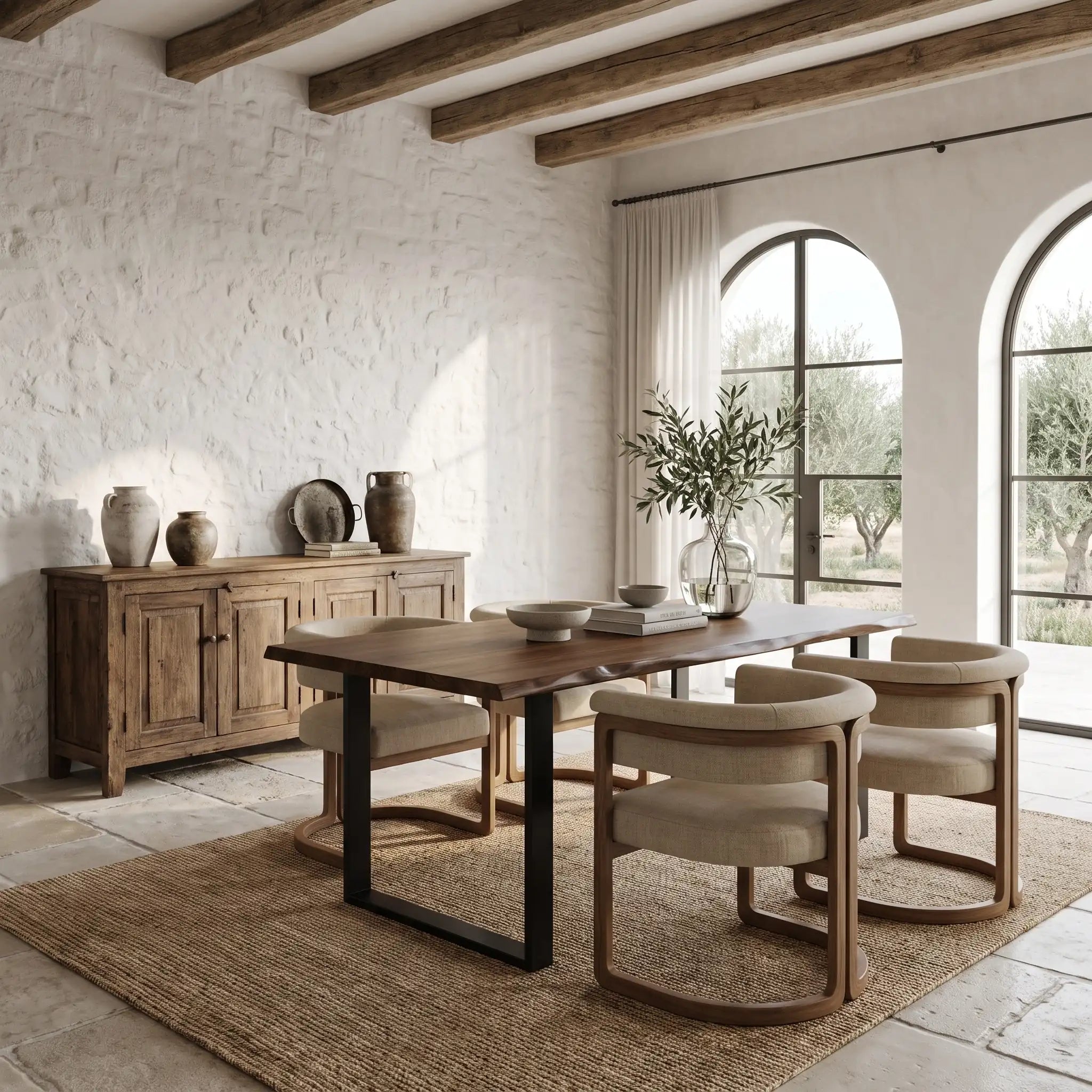 GASSAN Solid wood dining table with sharp edges. "DARK" finish.