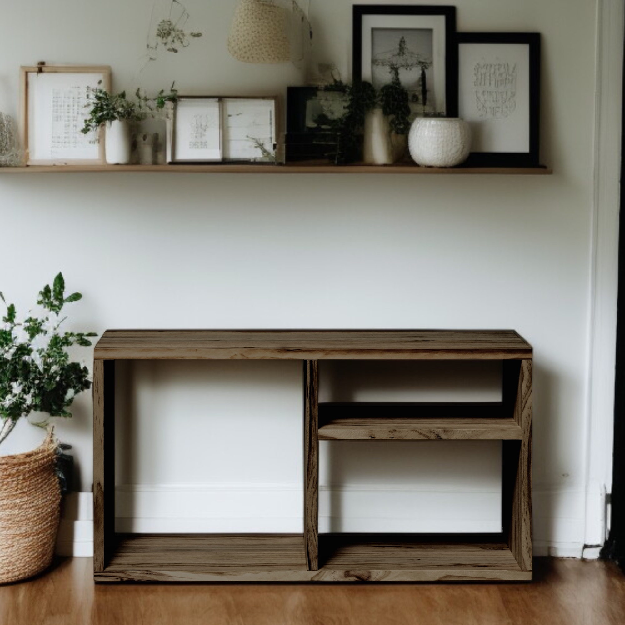 TESHIO Estantería - Mueble TV. Acabado "R A W  G R A Y"