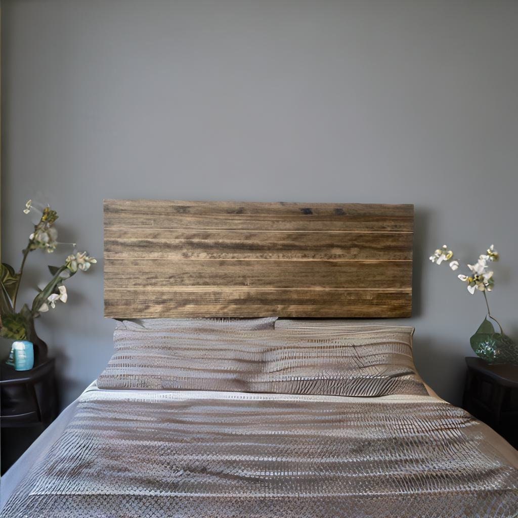 Cabecero de madera | Altura 60 | Acabado "Raw Gray" | Hiyori - Hecho a mano con madera maciza - Perfecto para dormitorio