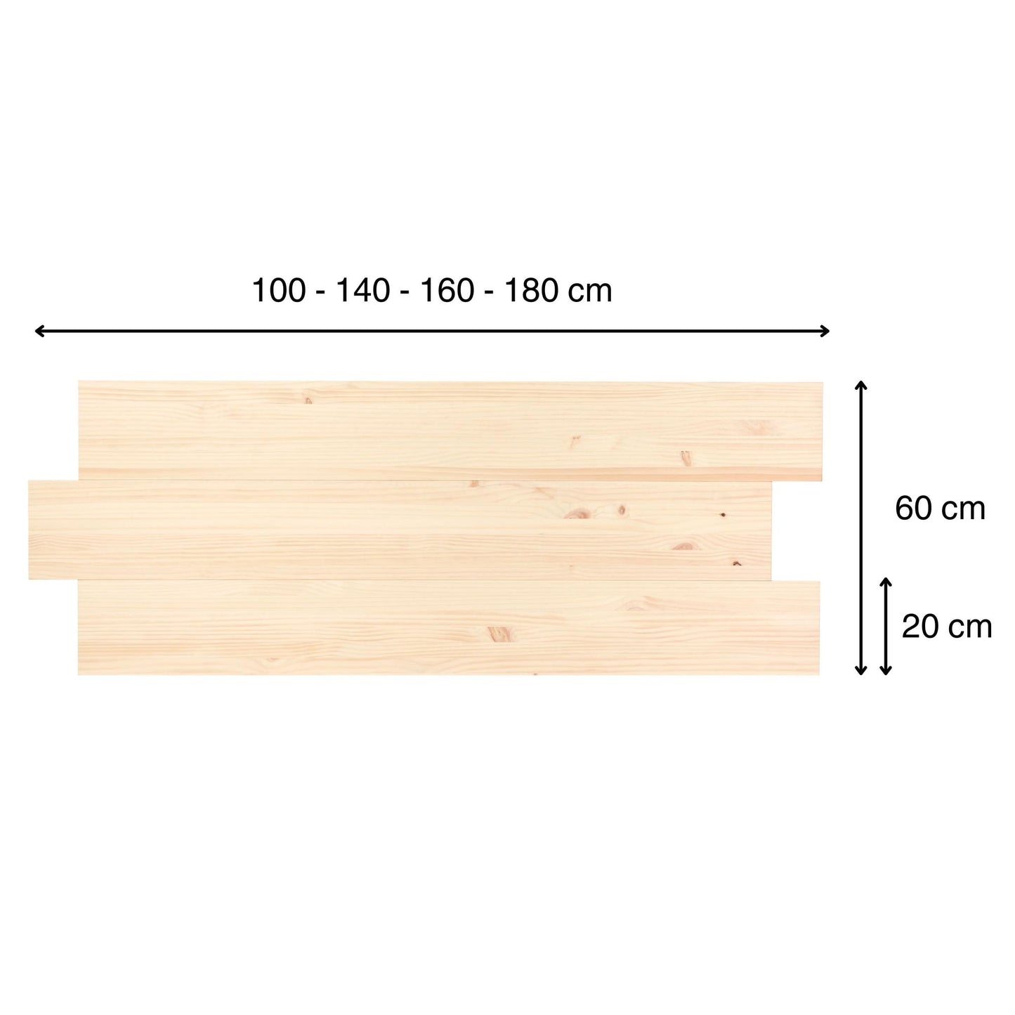 Cabecero | Altura 60 cm | Acabado "NATURAL" | Higashi - Hecho a mano con madera maciza - Perfecto para el dormitorio