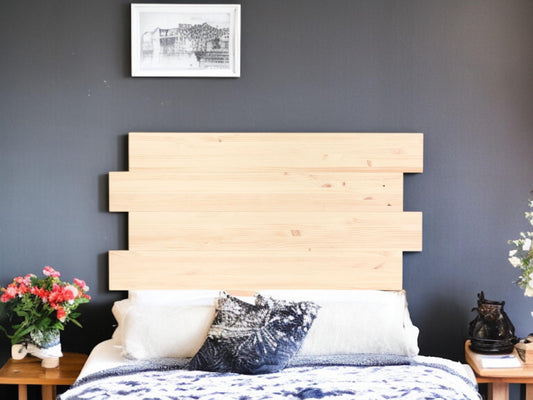 Cabecero | Altura 60 cm | Acabado "NATURAL" | Higashi - Hecho a mano con madera maciza - Perfecto para el dormitorio