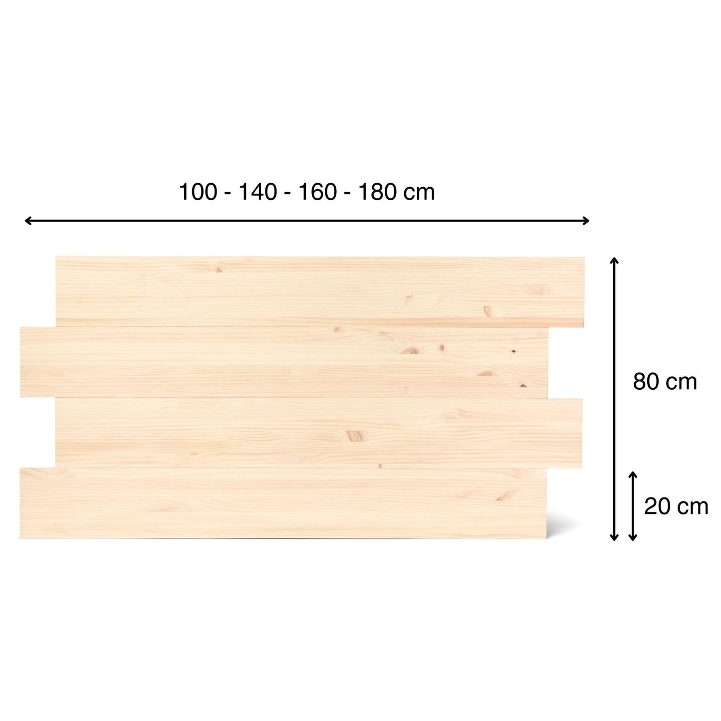 Cabecero | Altura 80 cm | Acabado "NATURAL" | Higashi - Hecho a mano con madera maciza - Perfecto para el dormitorio