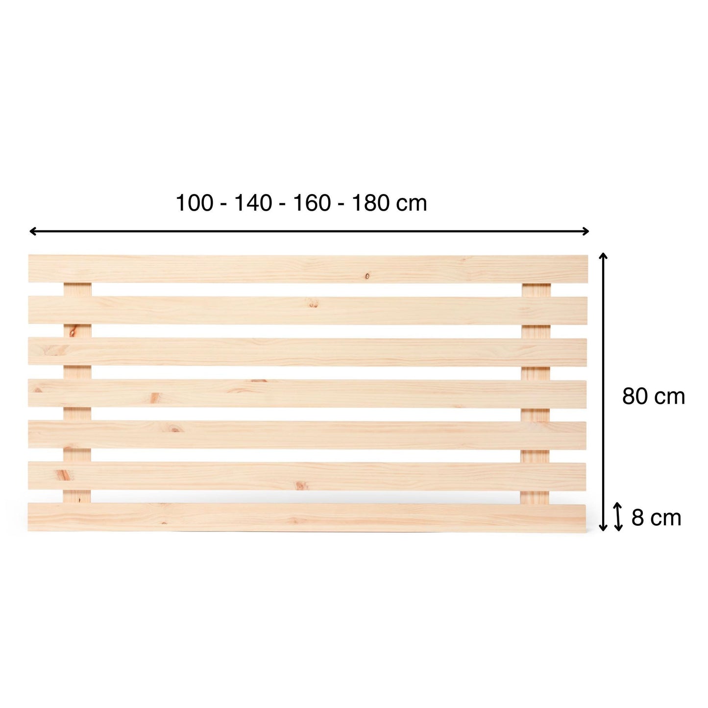 Cabecero | Altura 80 cm | Acabado "NATURAL" | Aino - Hecho a mano con madera maciza - Perfecto para el dormitorio