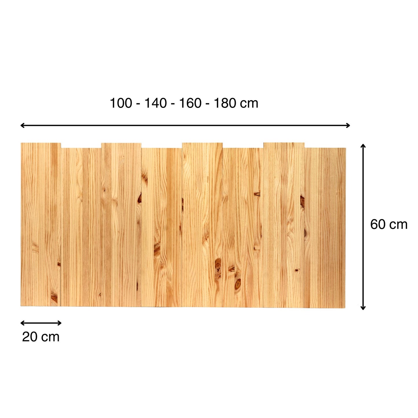 Cabecero | Altura 60 cm | Acabado "ROBLE" | Haku. Hecho a mano con madera maciza - Perfecto para el dormitorio.