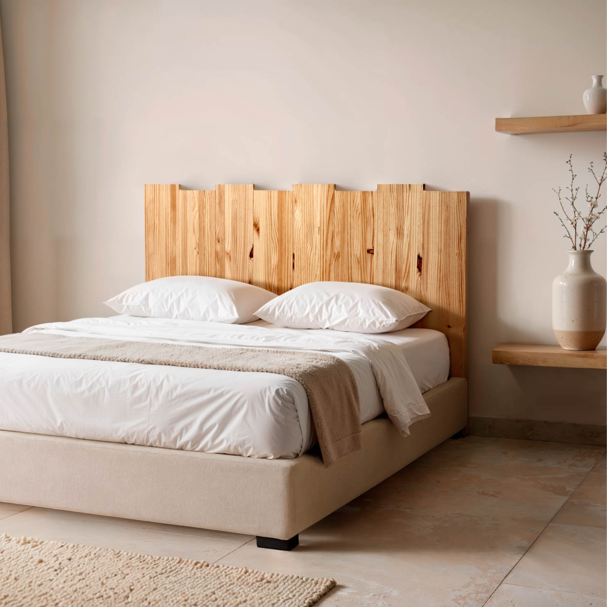 HAKU Cabecero de madera maciza. Acabado 