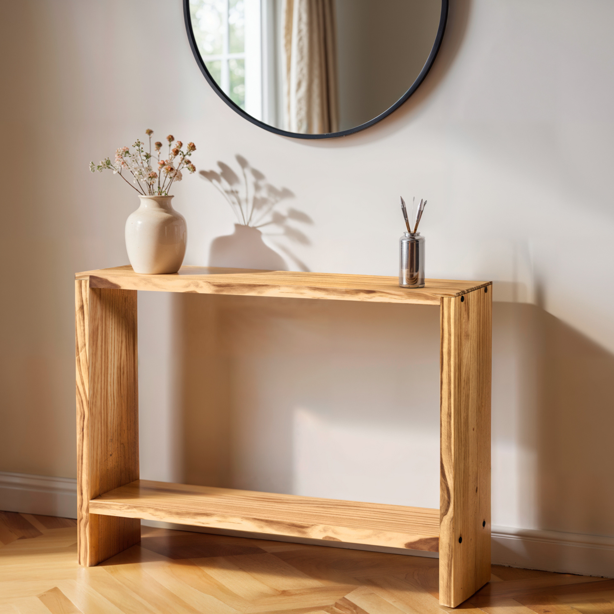 AGANO Consola - Recibidor de madera maciza. Acabado "O A K".