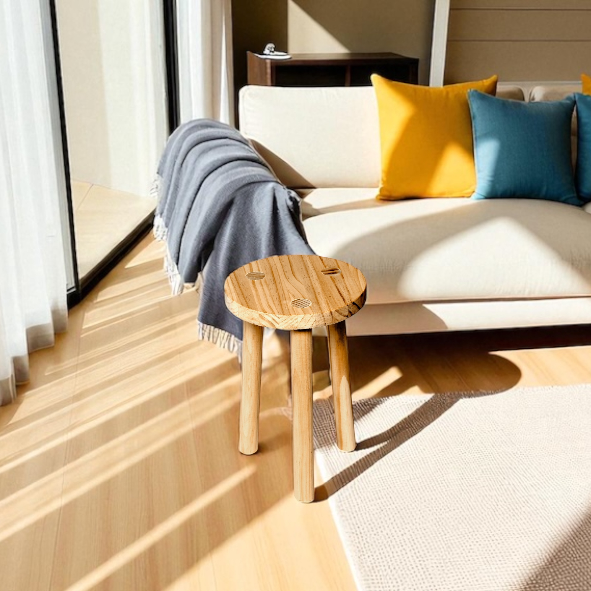 KARASAWA Taburete - Mesita de noche de madera maciza. Acabado "O A K".