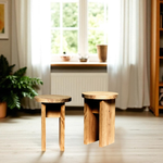 NORIKURA Taburete - Mesita de noche de madera maciza. Acabado 