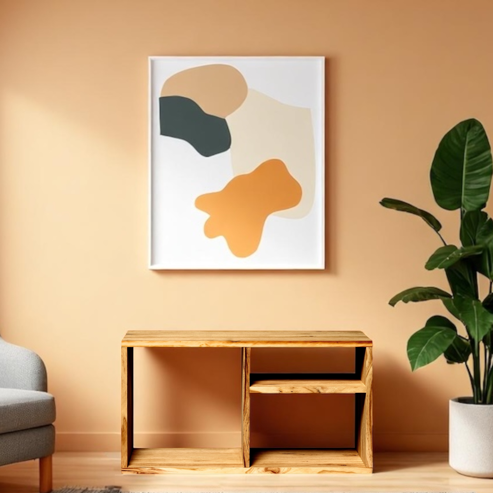 TESHIO Estantería - Mueble TV. Acabado "O A K"