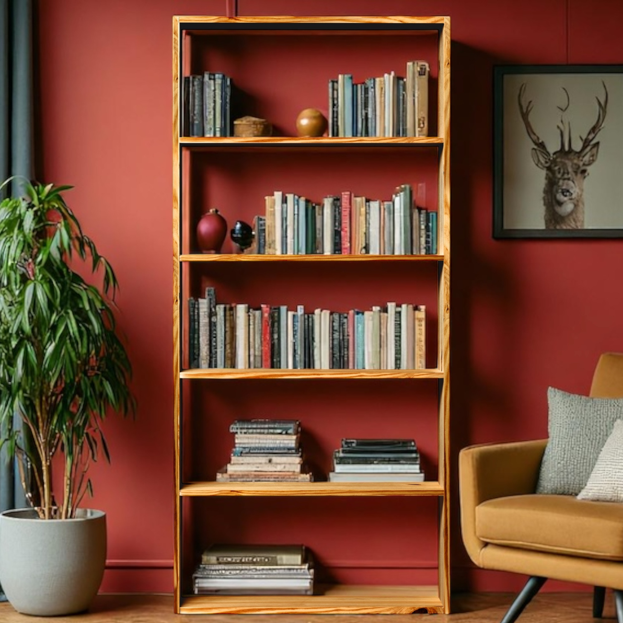 TSURUGI Estantería - Librería. Altura 179,5 cm. Acabado "O A K"